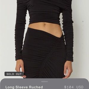 Black Ruched Long Sleeve Top